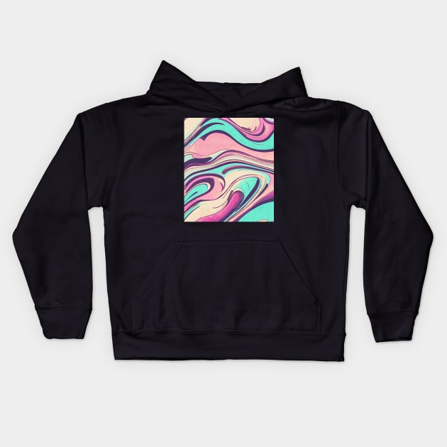 Retro abstract waves pattern Kids Hoodie by TomFrontierArt